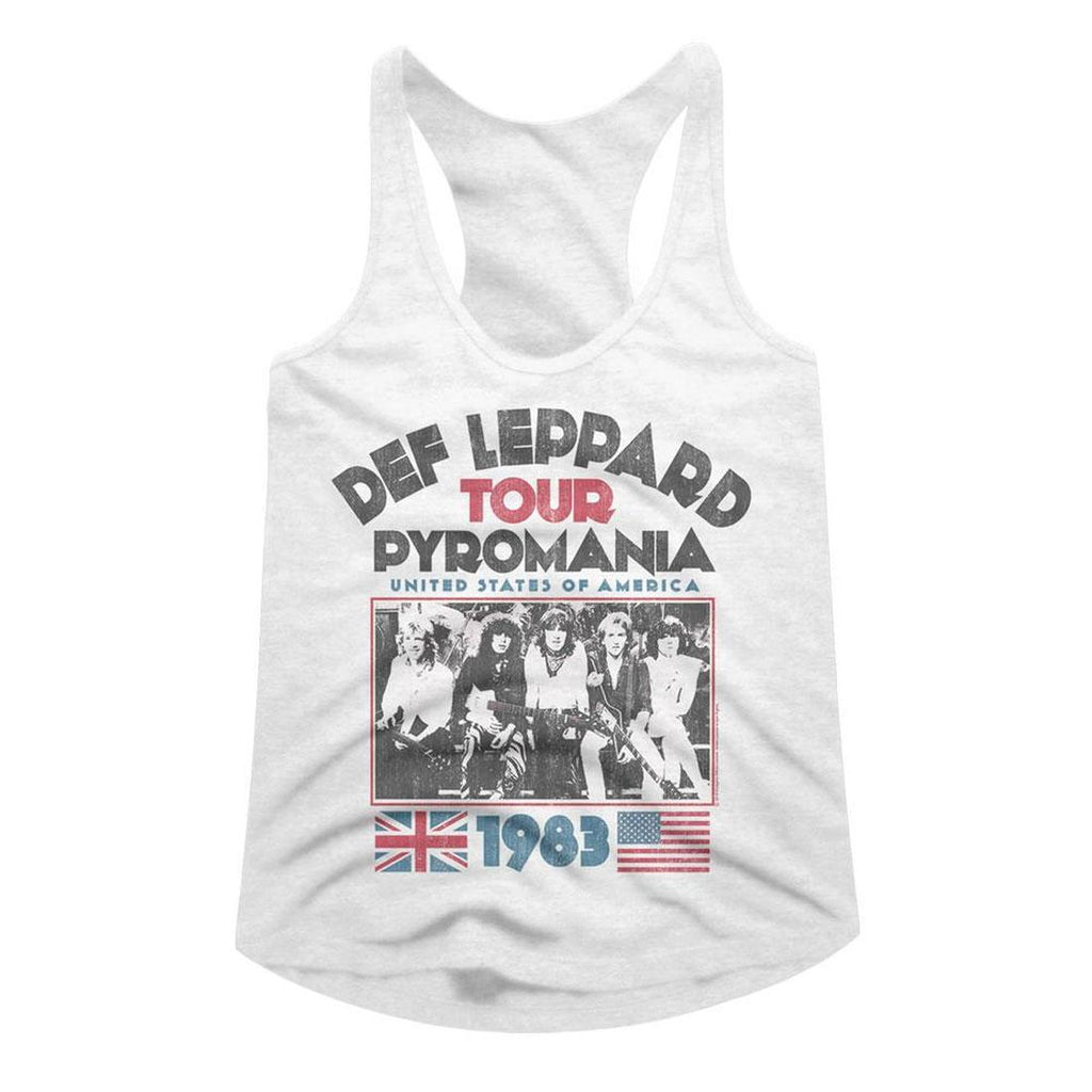 Def Leppard Pyromania Tour Juniors Racer Back Tank Top DEF585-320S, DEF585-320M, DEF585-320L, DEF585-320XL, DEF585-320XXL