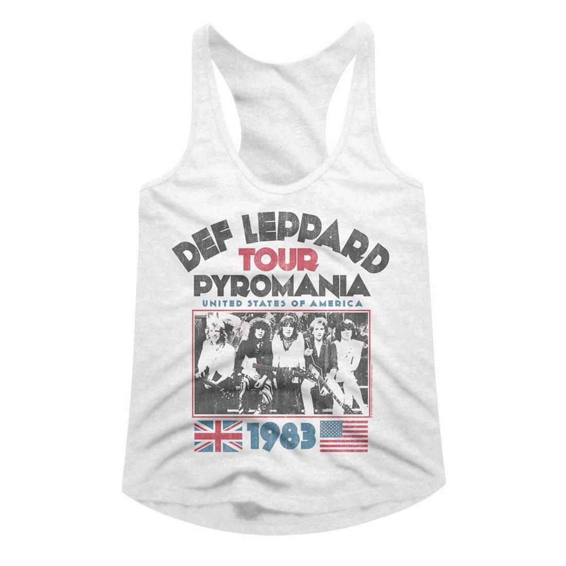 Def Leppard Pyromania Tour Juniors Racer Back Tank Top DEF585-320S, DEF585-320M, DEF585-320L, DEF585-320XL, DEF585-320XXL