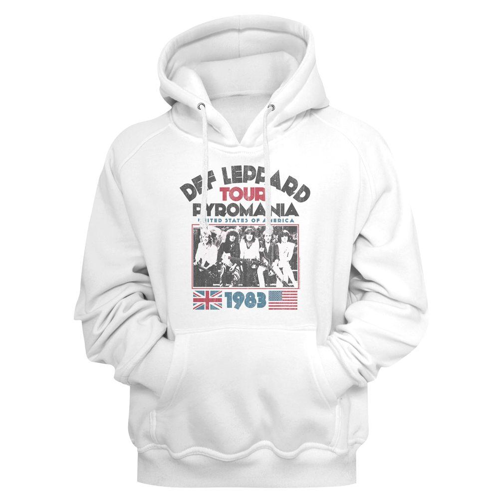 Def Leppard Pyromania Tour White Pullover Hoodie
