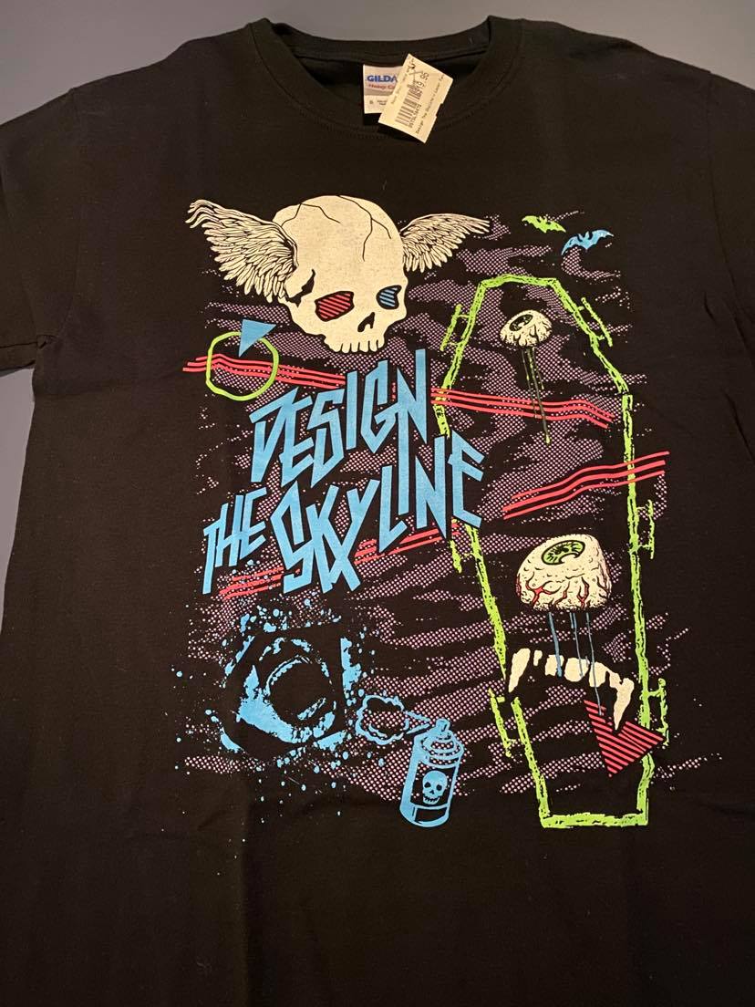 Design The Skyline Bat Skull T-Shirt