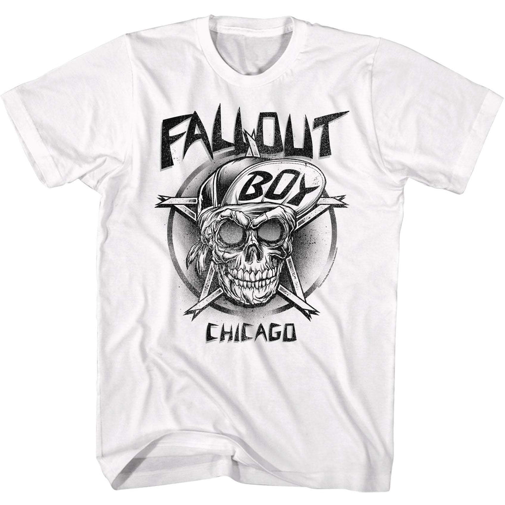Fall Out Boy Chicago Skull White T-Shirt