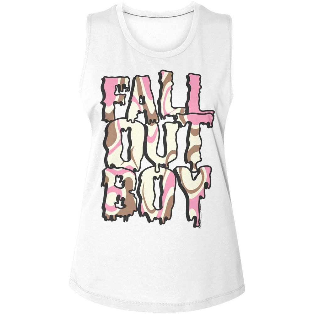 Shirt Fall Out Boy Drip Logo White Women's Tank Top
