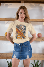 GIRL WEARING Fall Out Boy Fire Skeleton T-Shirt FOB514S, FOB514M, FOB514L, FOB514XL, FOB514XXL, FOB514XXXL, FOB514XXXXL, FOB514XXXXXL