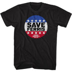 Ferris Bueller's Day Off - Save Ferris Flag Button Slim Fit T-Shirt