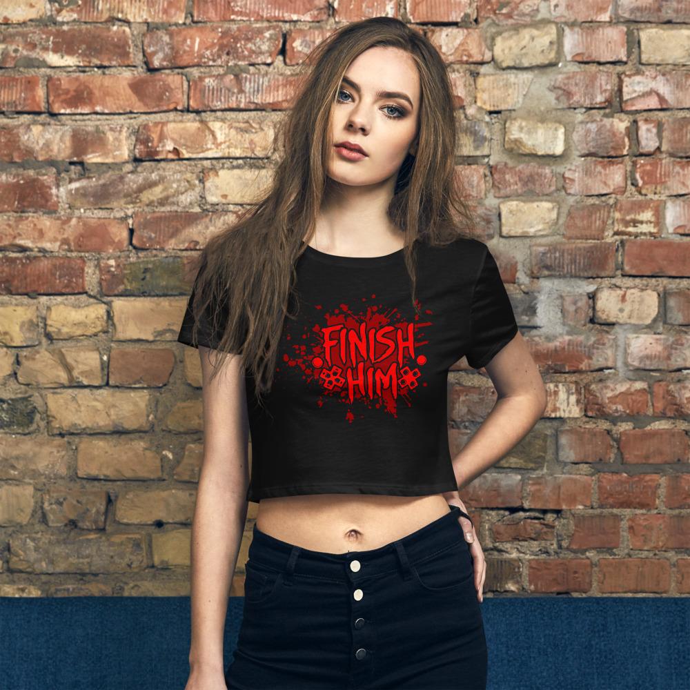 Black / XS/SM Finish Him Gamer Women’s Crop Top T-Shirt