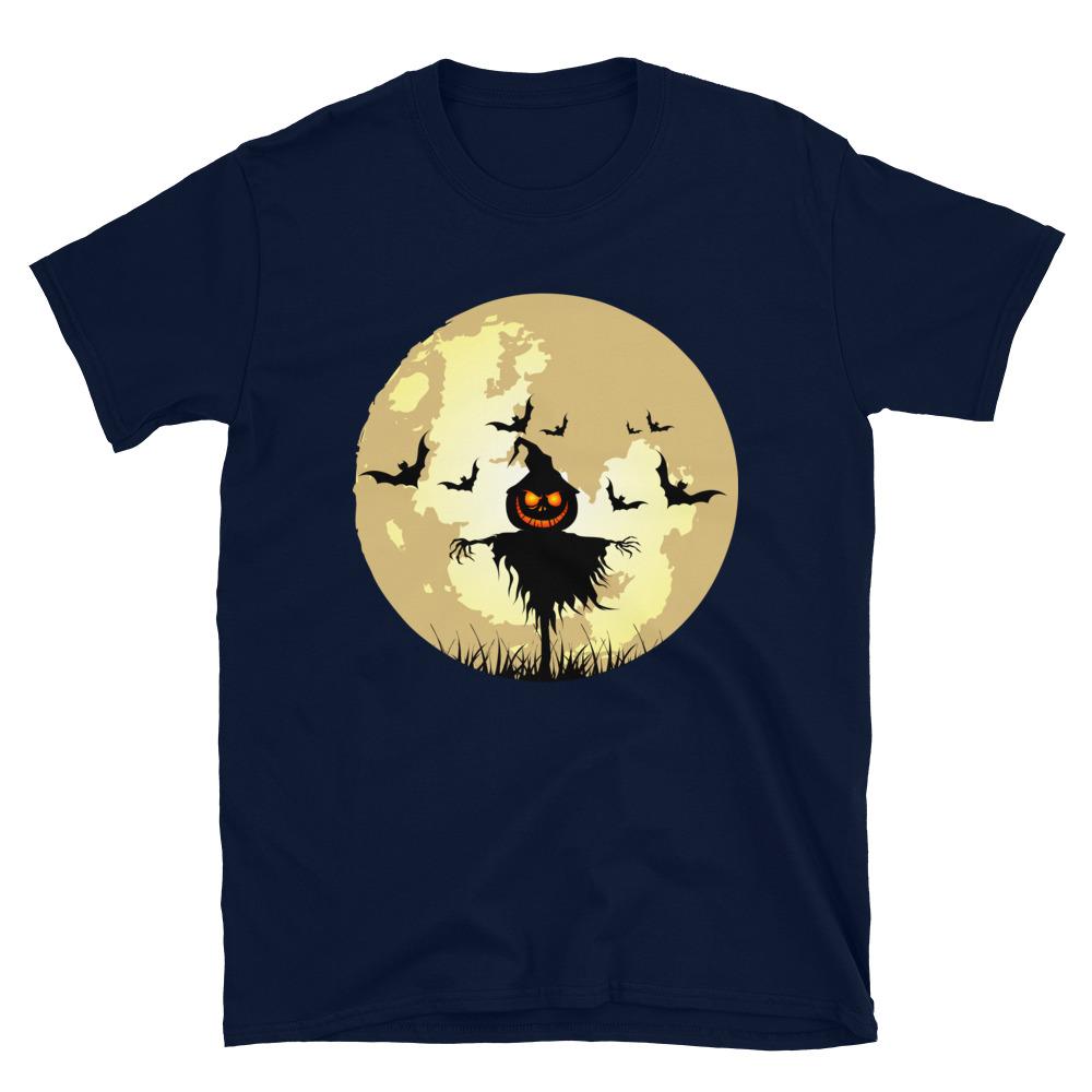 Navy / S Full Moon Scarecrow Halloween Horror T-Shirt 6395499_496