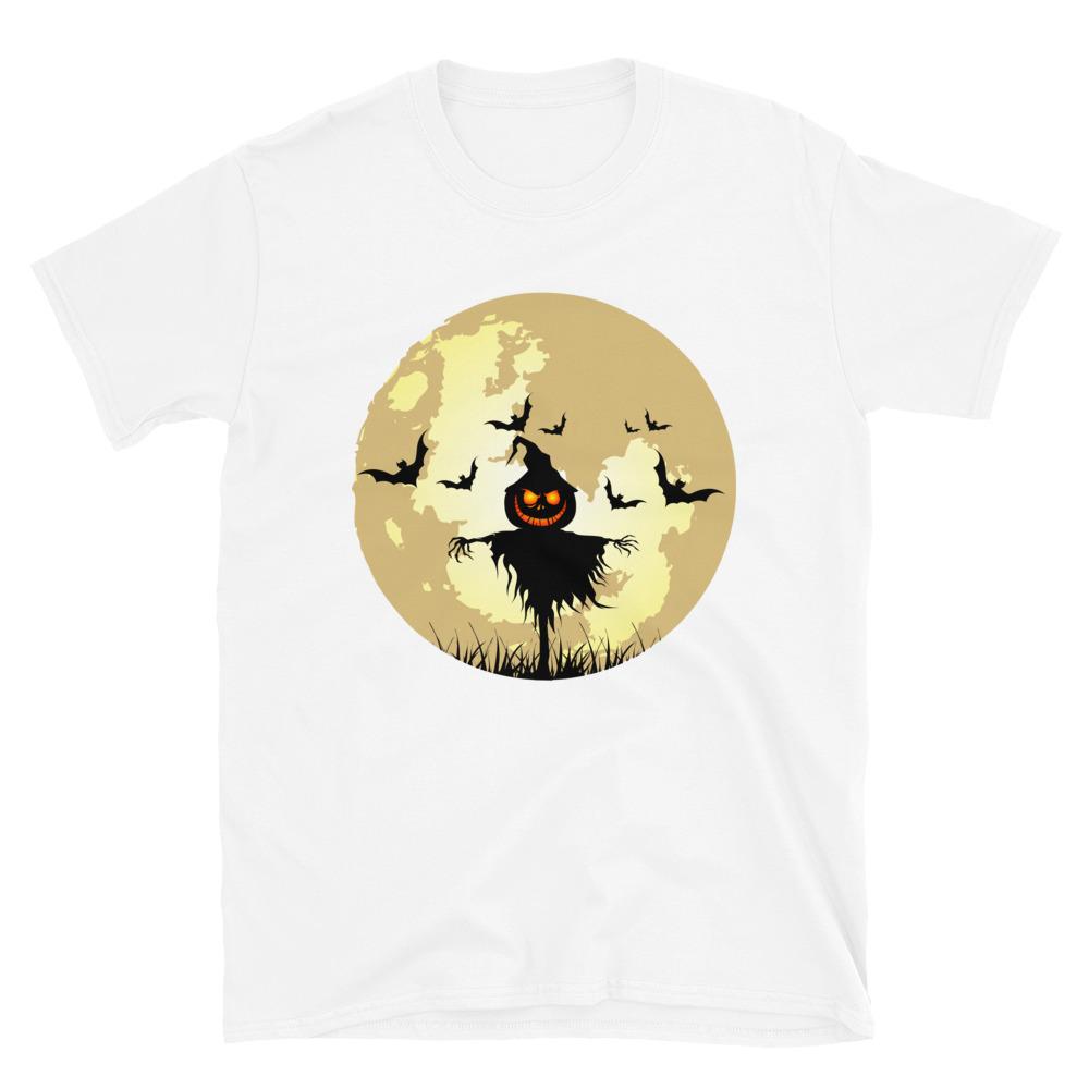 White / S Full Moon Scarecrow Halloween Horror T-Shirt 6395499_473