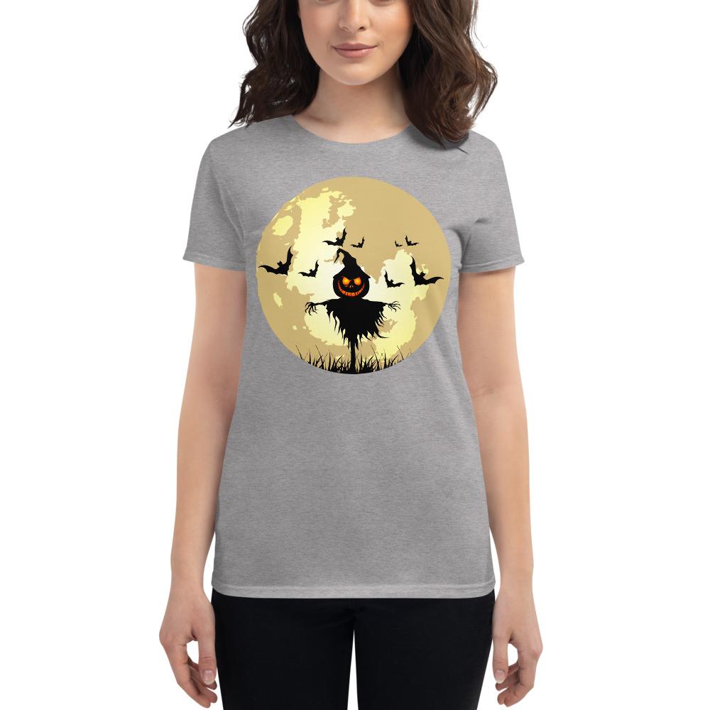 Heather Grey / S Full Moon Scarecrow Halloween Horror Women's Premium T-shirt 8029462_4917