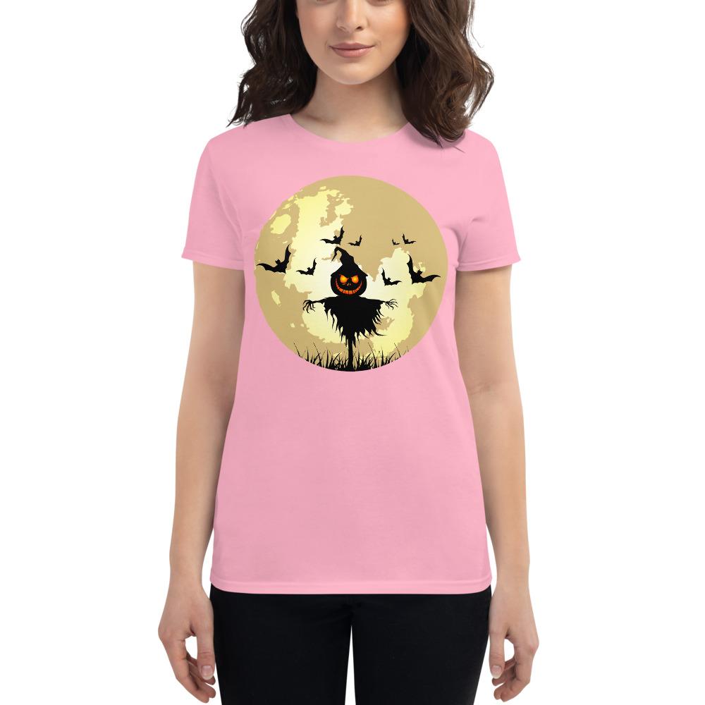 Charity Pink / S Full Moon Scarecrow Halloween Horror Women's Premium T-shirt 8029462_4912