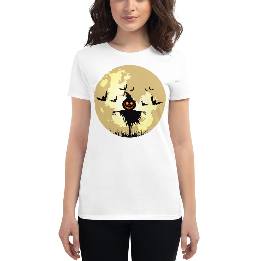 White / S Full Moon Scarecrow Halloween Horror Women's Premium T-shirt 8029462_4897