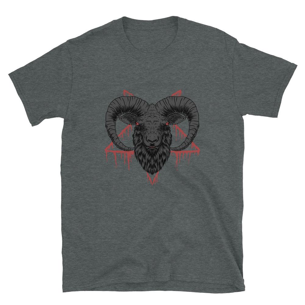 Dark Heather / S Baphomet Goat Head Bloody Pentagram T-Shirt 7711953_483