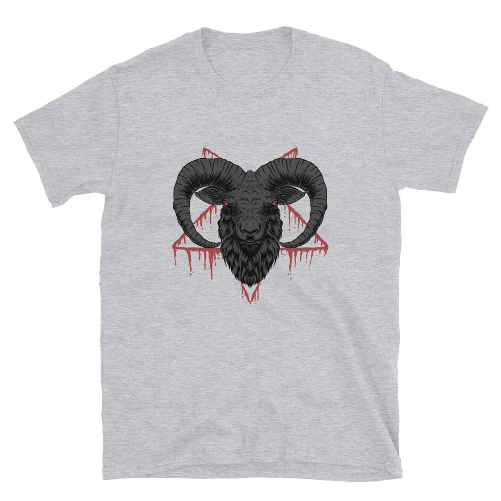 Sport Grey / S Baphomet Goat Head Bloody Pentagram T-Shirt 7711953_503