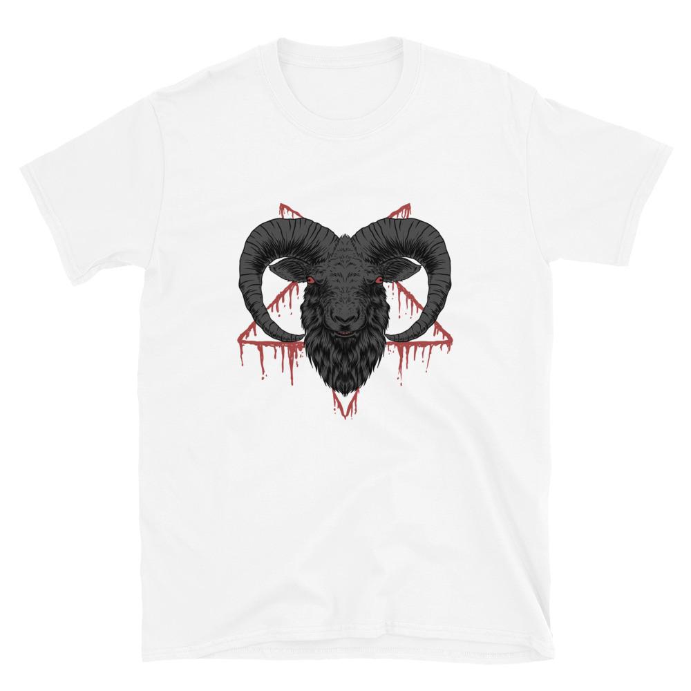 White / S Baphomet Goat Head Bloody Pentagram T-Shirt 7711953_473