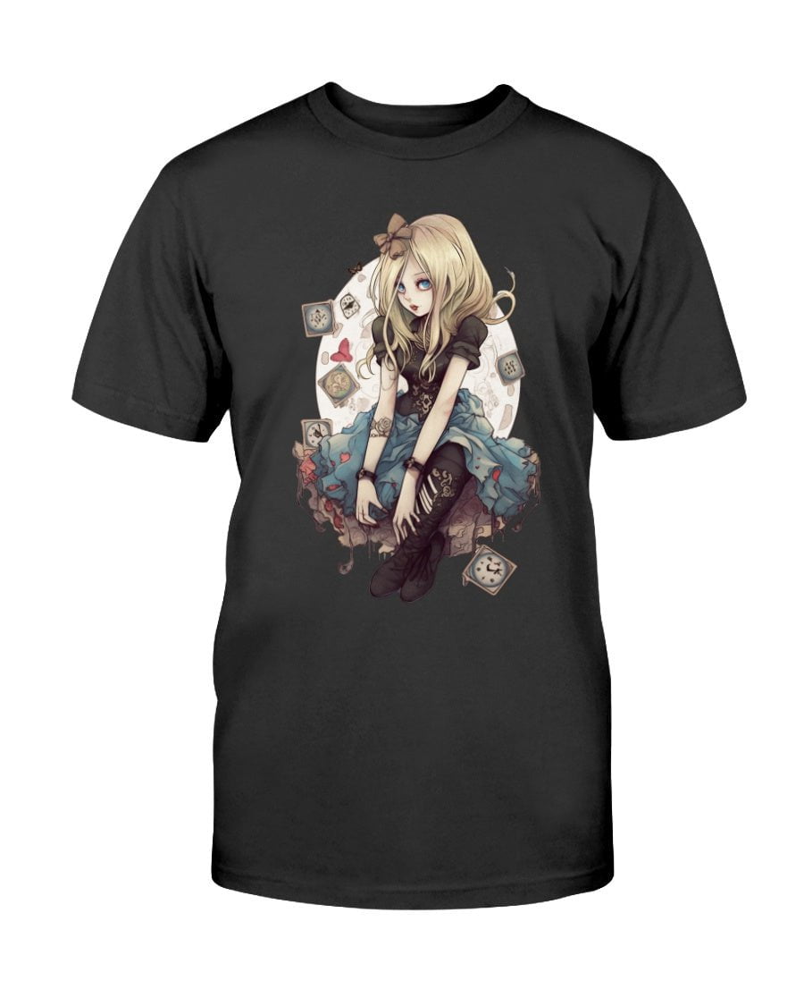 Shirts Black / XS Gothic Inked Alice in Wonderland 2 Slim Fit T-Shirt