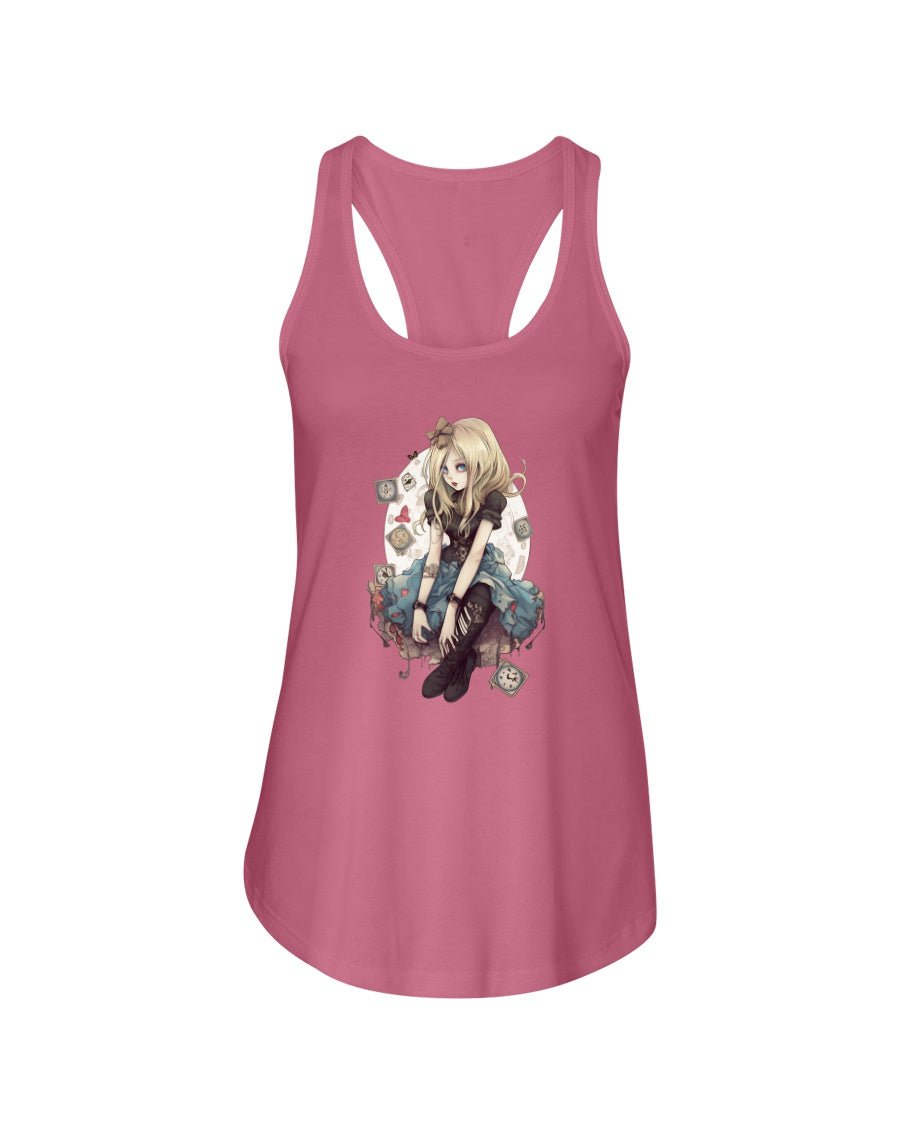 Hot Pink / XS Gothic Inked Alice in Wonderland 2 Women's Racerback Tank Top FUEL-94DE6EC