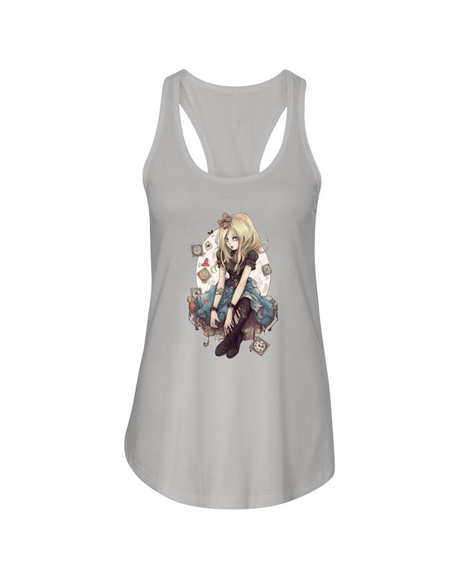 Silver / XS Gothic Inked Alice in Wonderland 2 Women's Racerback Tank Top FUEL-46A0071