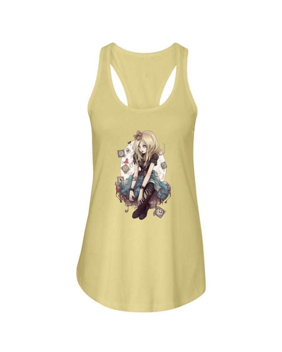 Yellow / XS Gothic Inked Alice in Wonderland 2 Women's Racerback Tank Top FUEL-D6A2715
