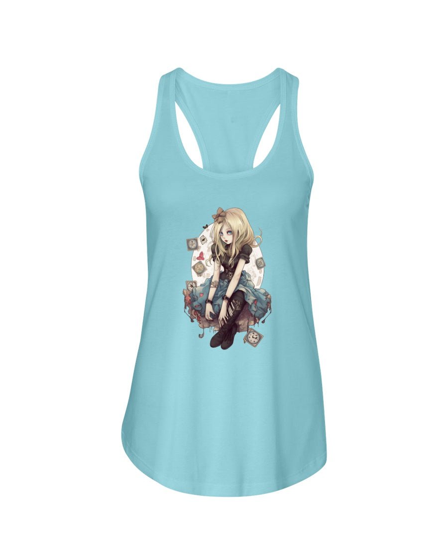 Light Blue / XS Gothic Inked Alice in Wonderland 2 Women's Racerback Tank Top FUEL-351F547