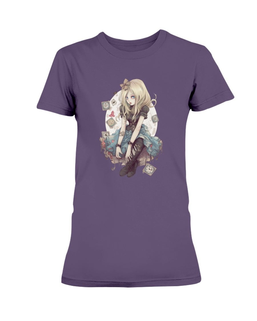 Purple / XS Gothic Inked Alice in Wonderland 2 Women's T-Shirt FUEL-F514F29