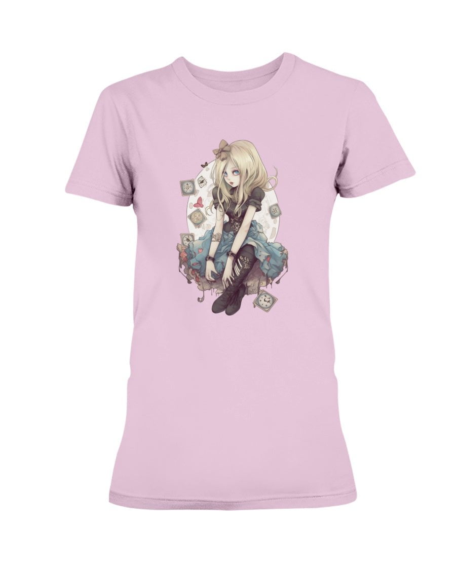 Light Pink / XS Gothic Inked Alice in Wonderland 2 Women's T-Shirt FUEL-00C65A6