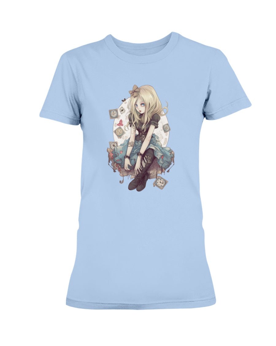 Light Blue / XS Gothic Inked Alice in Wonderland 2 Women's T-Shirt FUEL-ACE575B