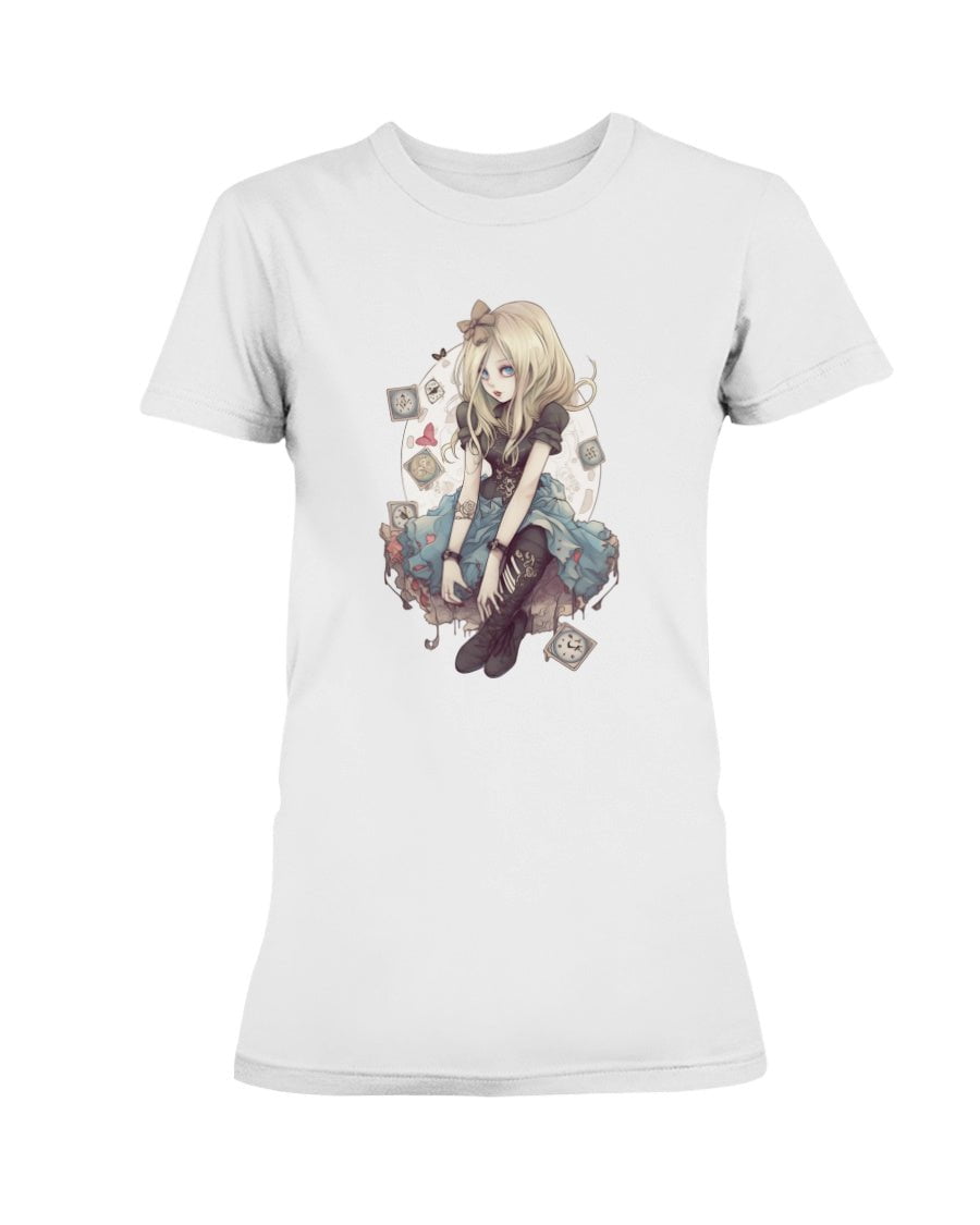 White / XS Gothic Inked Alice in Wonderland 2 Women's T-Shirt FUEL-DC840A9