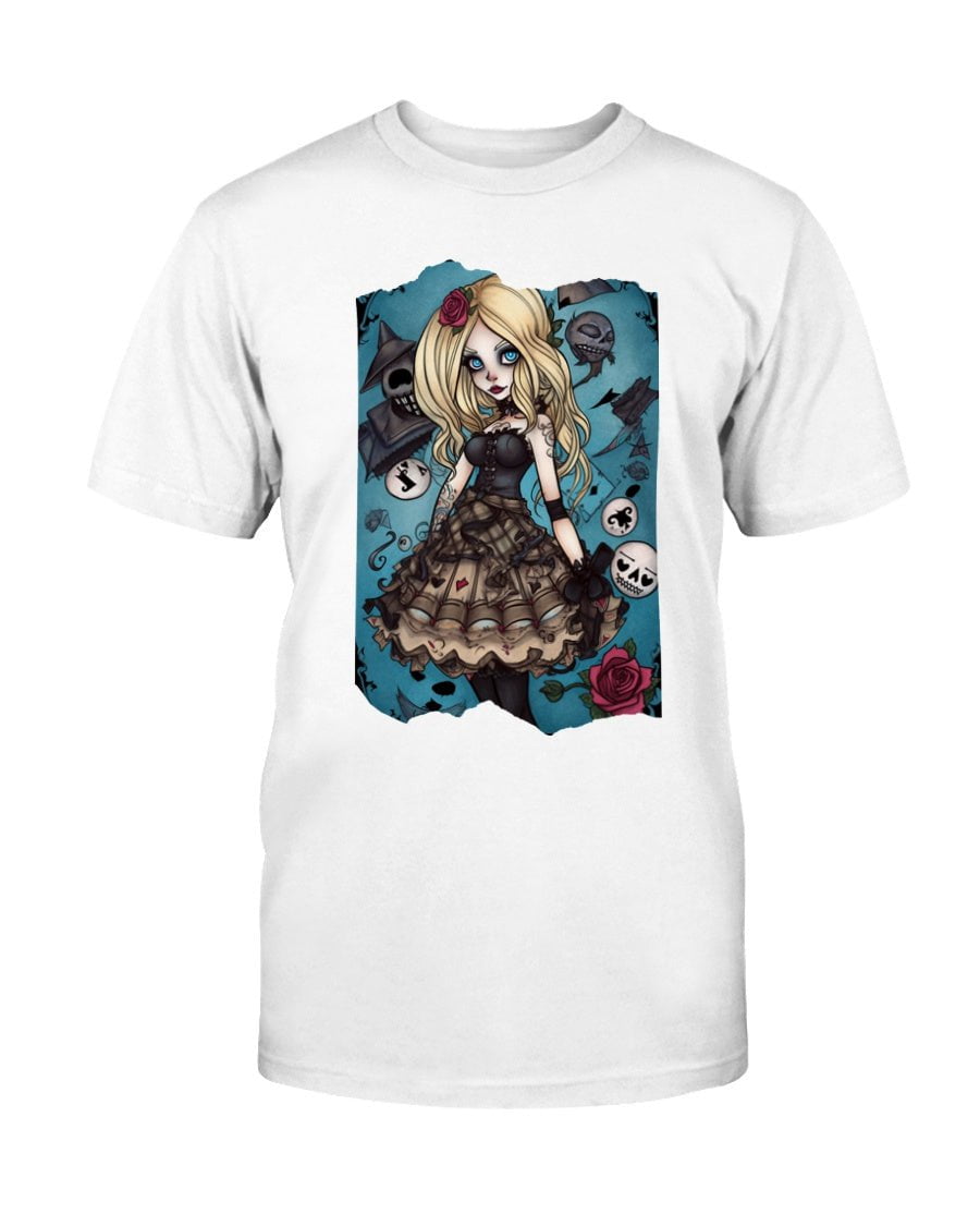 White / XS Gothic Inked Alice in Wonderland Slim Fit T-Shirt FUEL-2C999B0