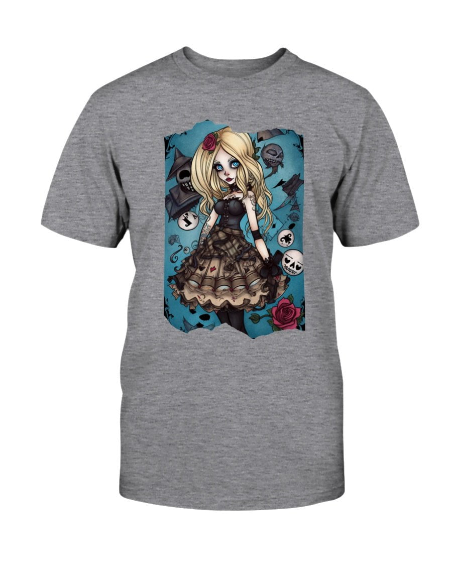 Athletic Heather / XS Gothic Inked Alice in Wonderland Slim Fit T-Shirt FUEL-BF18D1B