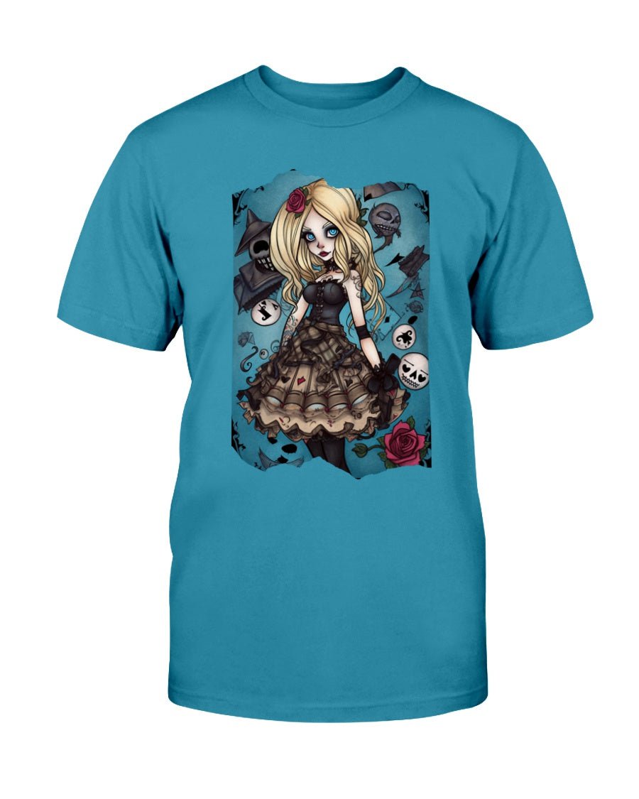 Blue / XS Gothic Inked Alice in Wonderland Slim Fit T-Shirt FUEL-1B15842