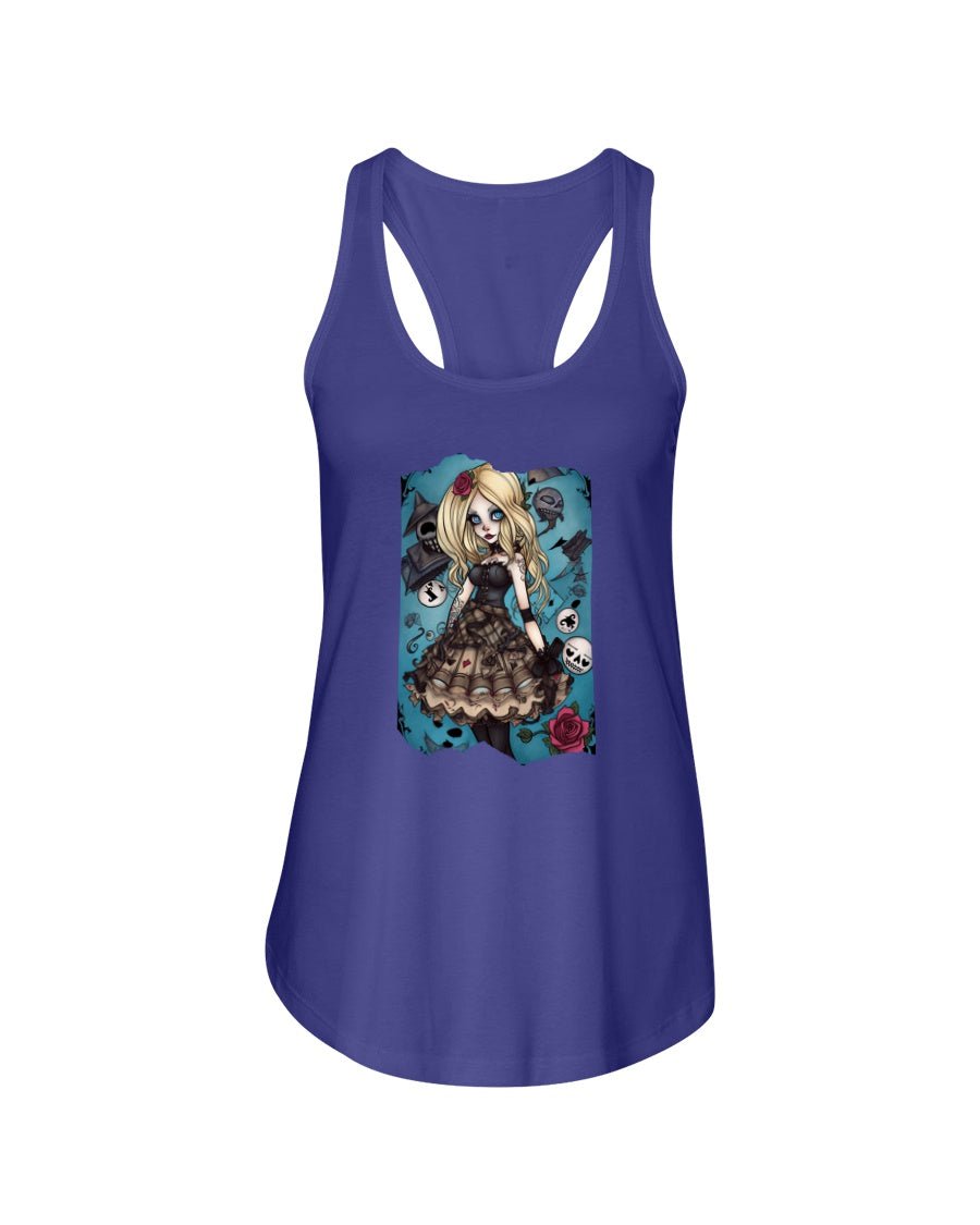 Purple Rush / XS Gothic Inked Alice in Wonderland Women's Racerback Tank Top FUEL-45B68EB