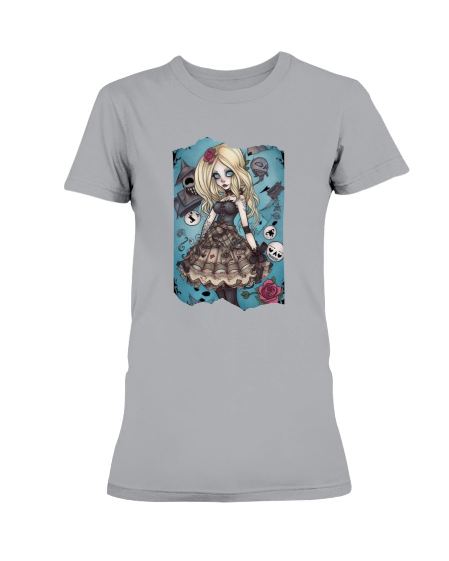 Sports Grey / XS Gothic Inked Alice in Wonderland Women's T-Shirt FUEL-1BB7BFD