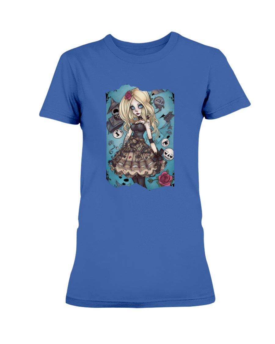 Royal Blue / XS Gothic Inked Alice in Wonderland Women's T-Shirt FUEL-2D87CE8