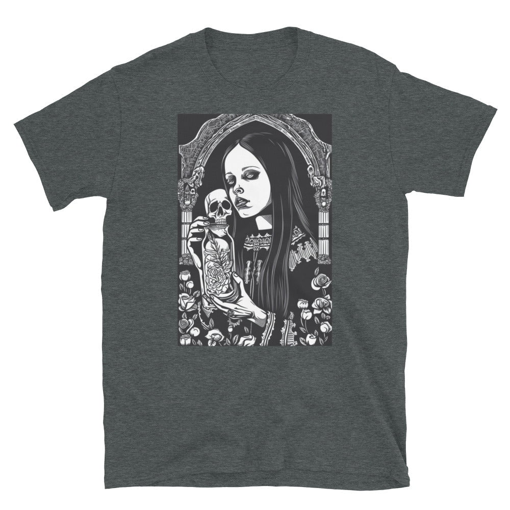 Dark Heather / S Gothic Skulls and Roses Slim Fit T-Shirt 1803247_483