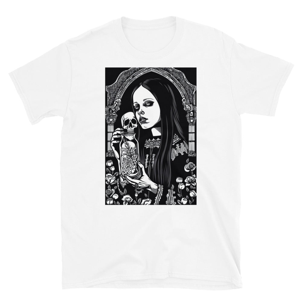 White / S Gothic Skulls and Roses Slim Fit T-Shirt 1803247_473
