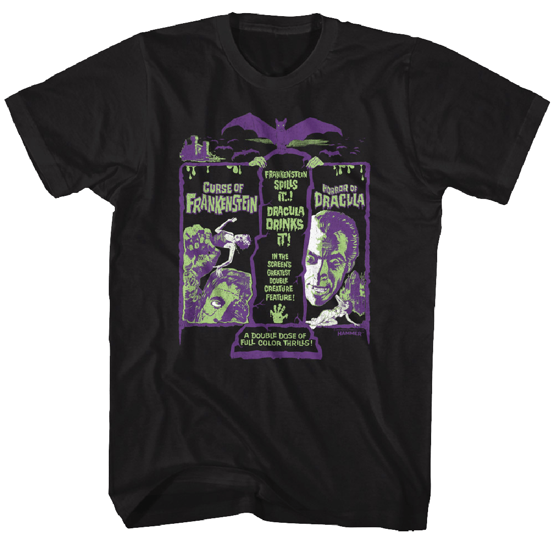 Hammer Horror - Double Dose Dracula Frankenstein T-Shirt