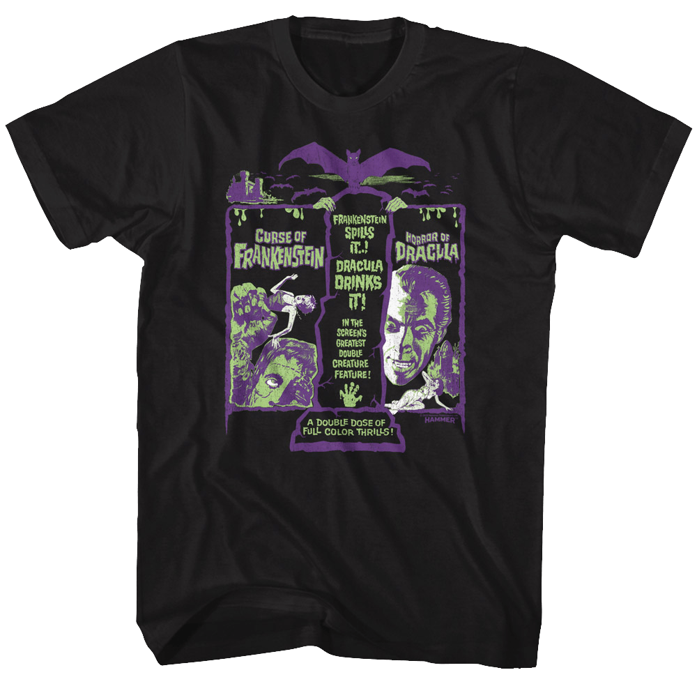 Hammer Horror - Double Dose Dracula Frankenstein T-Shirt