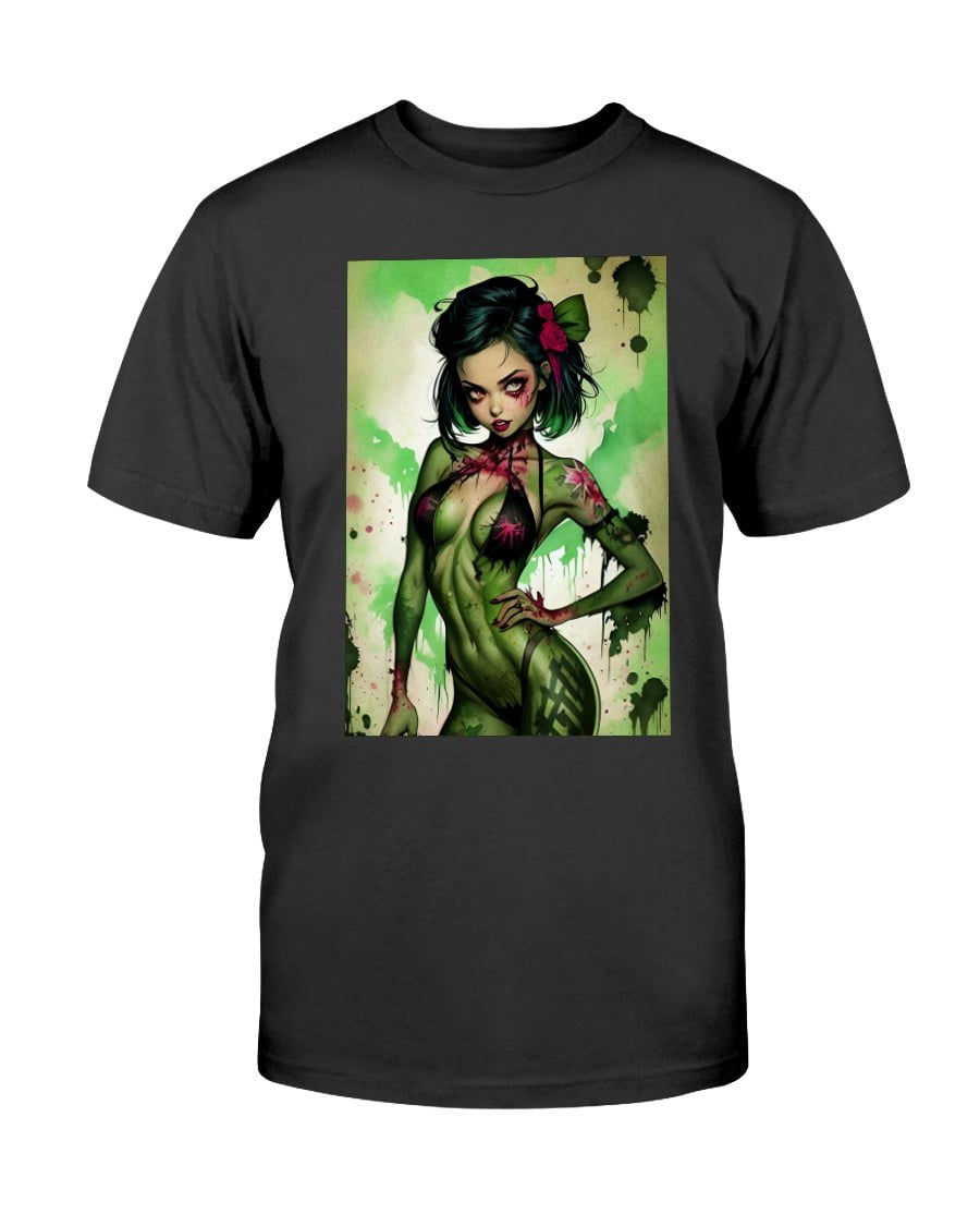 Black / XS Inked Zombie Pin-Up Girl Slim Fit T-Shirt FUEL-ABF0C0D