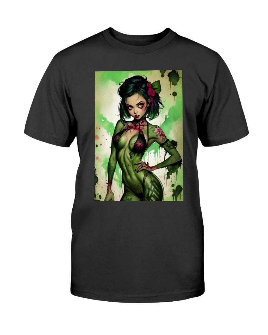 Shirts Black / XS Inked Zombie Pin-Up Girl Slim Fit T-Shirt