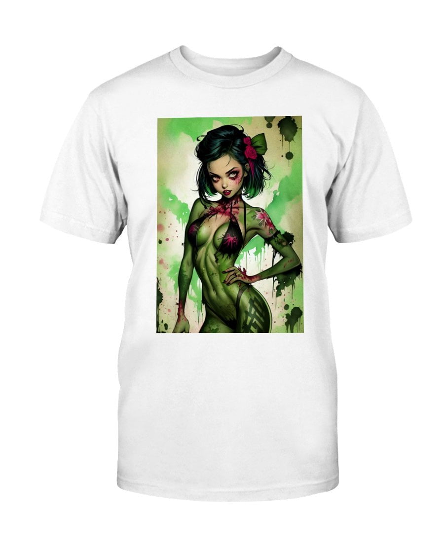 White / XS Inked Zombie Pin-Up Girl Slim Fit T-Shirt FUEL-F0F0D72