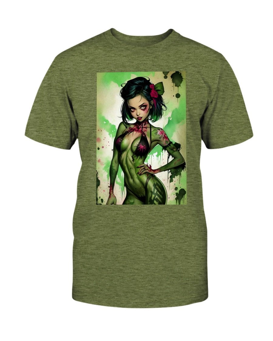 Green / XS Inked Zombie Pin-Up Girl Slim Fit T-Shirt FUEL-1E57A77