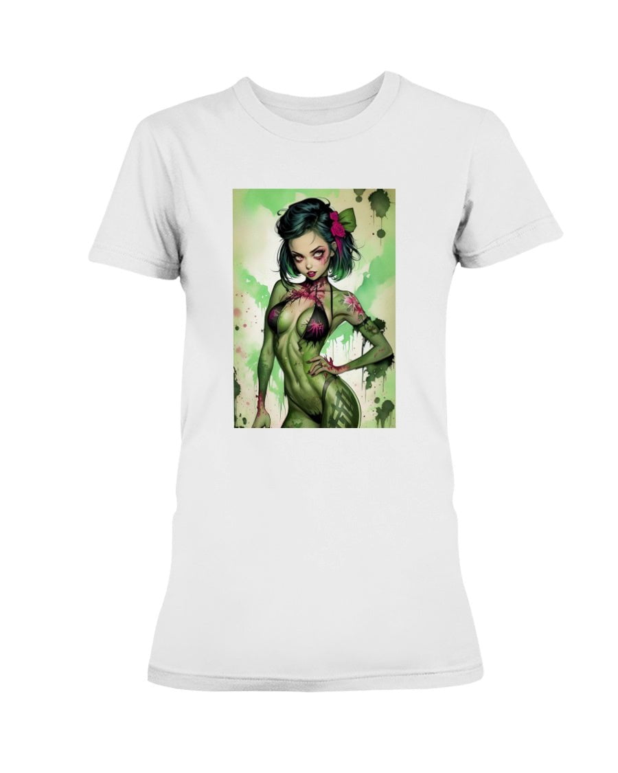 White / XS Inked Zombie Pin Up Girl Women's T-Shirt FUEL-75C4188