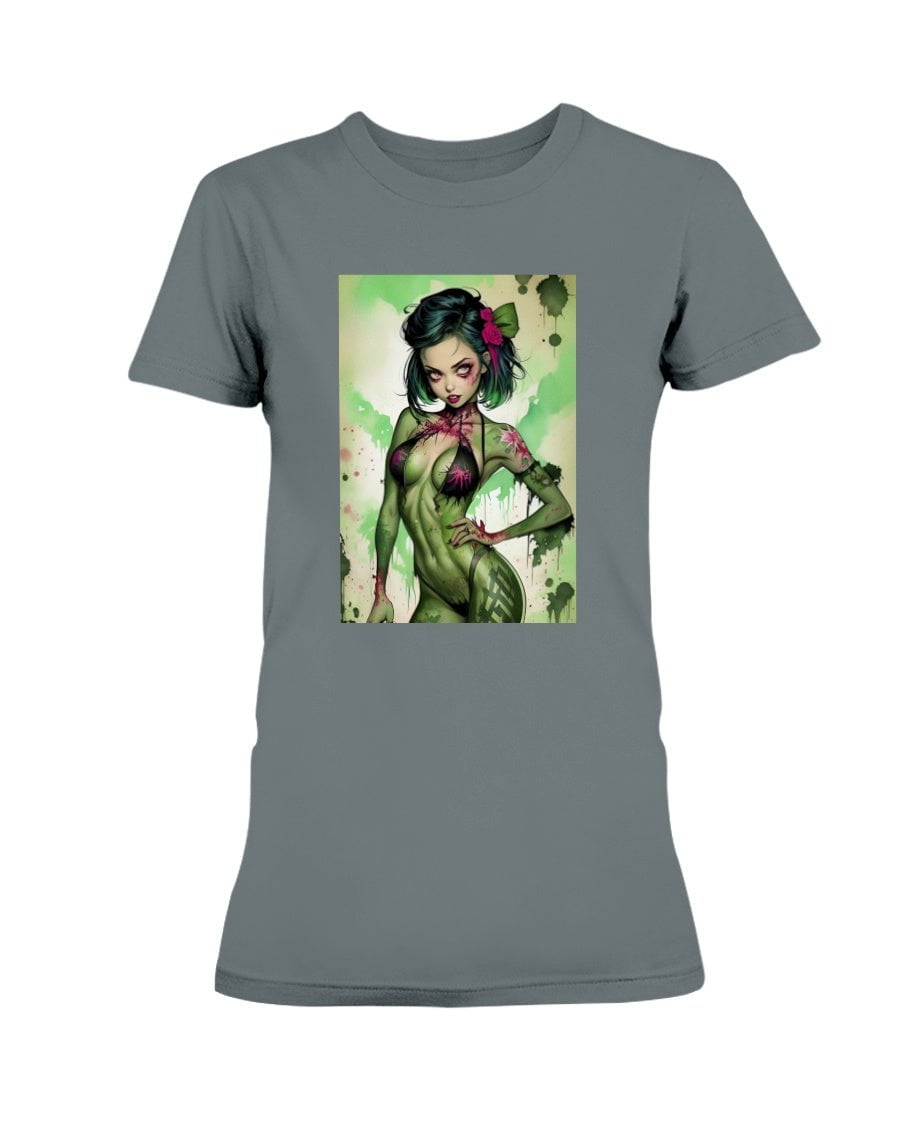 Charcoal / XS Inked Zombie Pin Up Girl Women's T-Shirt FUEL-8065565
