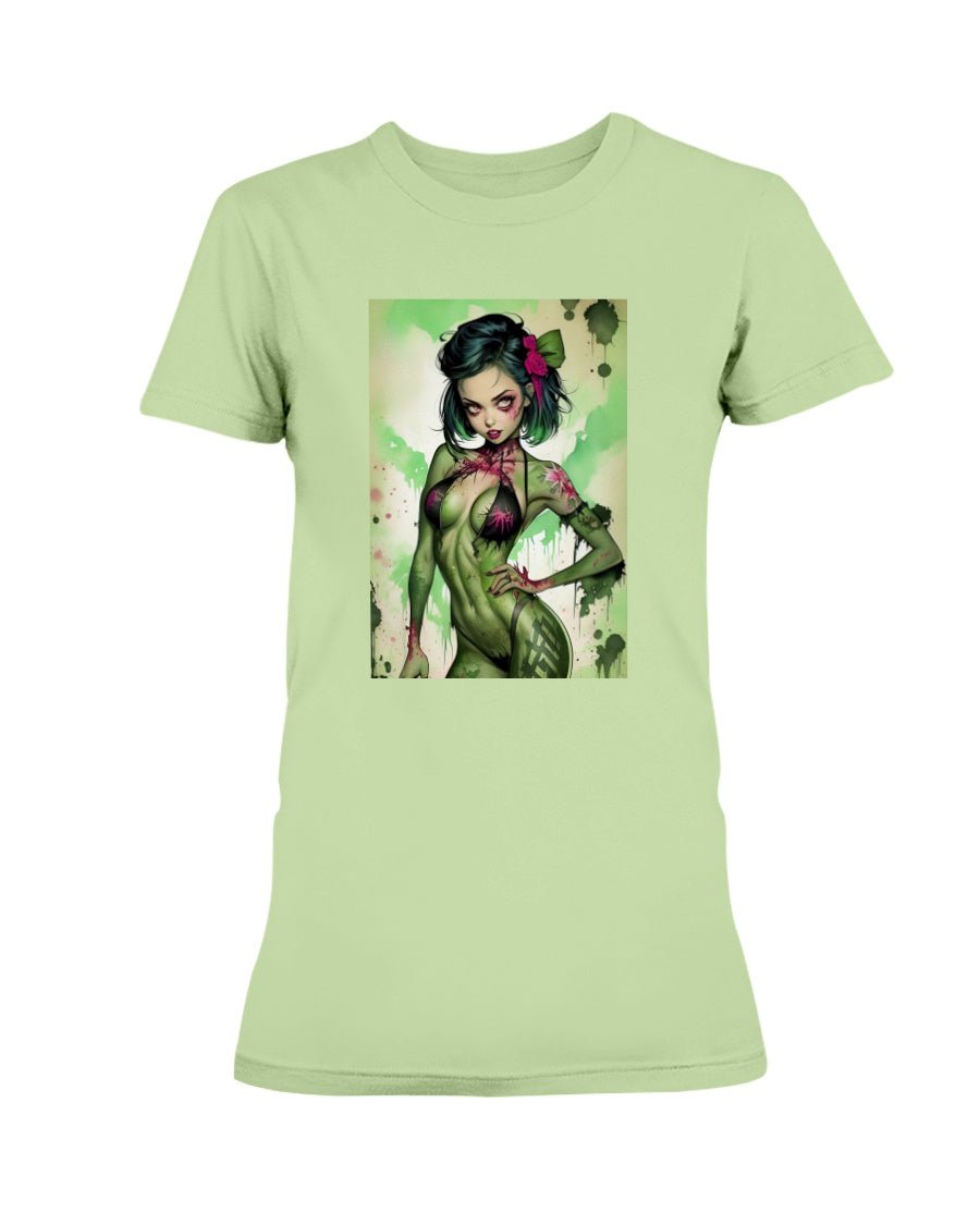 Green / XS Inked Zombie Pin Up Girl Women's T-Shirt FUEL-91A79CC