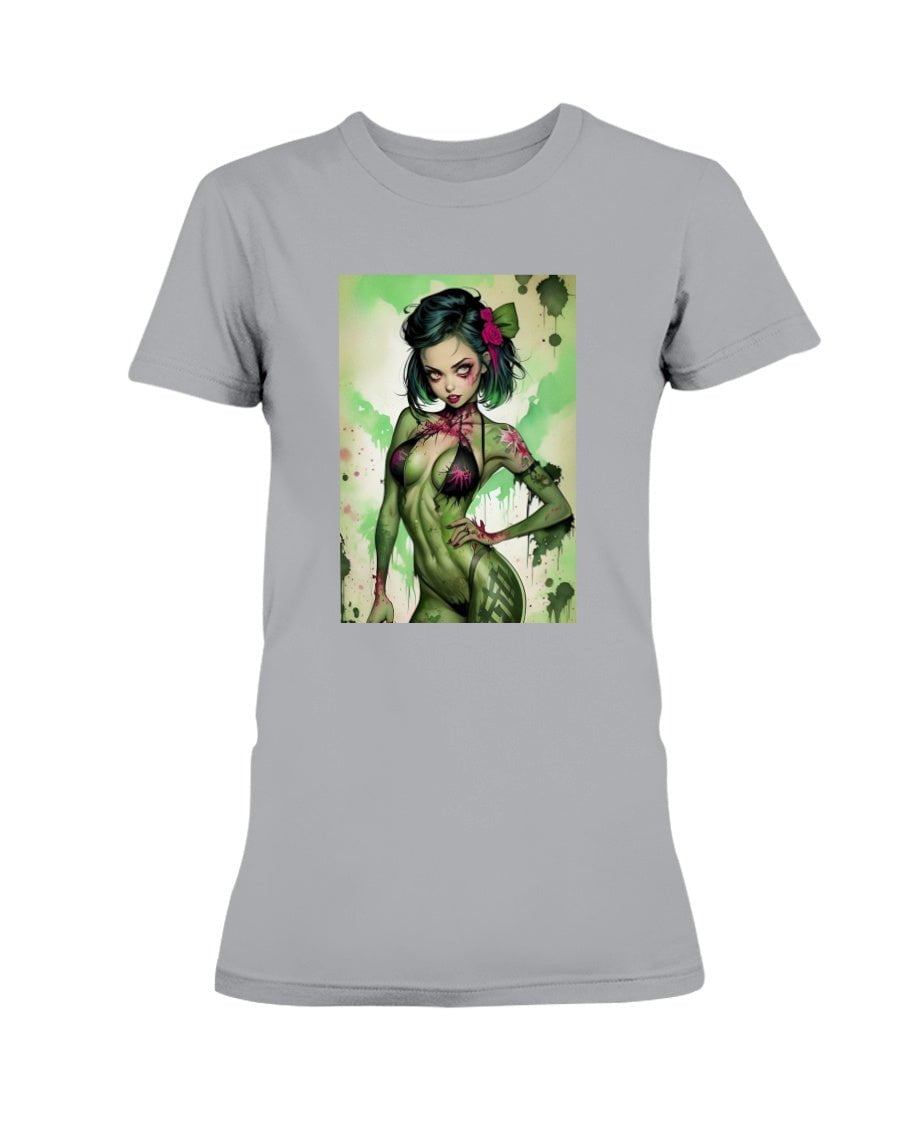 Sports Grey / XS Inked Zombie Pin Up Girl Women's T-Shirt FUEL-7BE6ACA