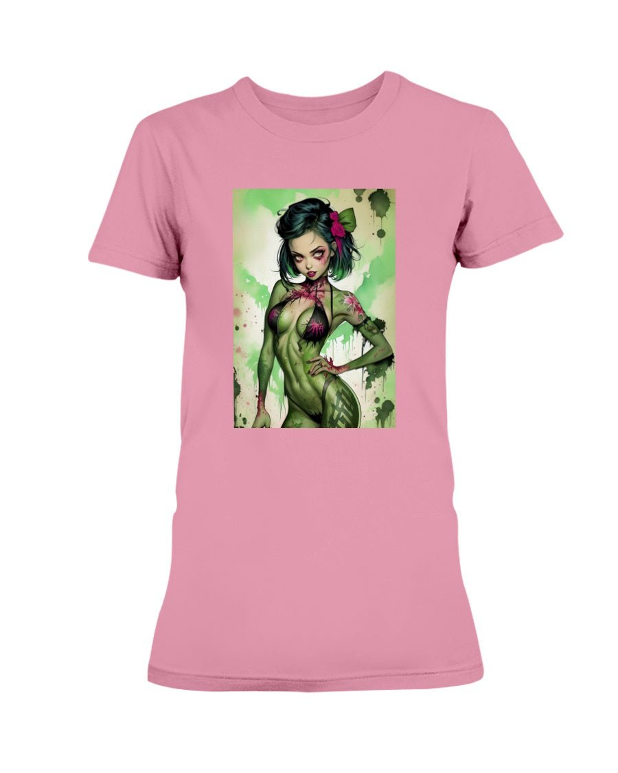 Pink / XS Inked Zombie Pin Up Girl Women's T-Shirt FUEL-0284744