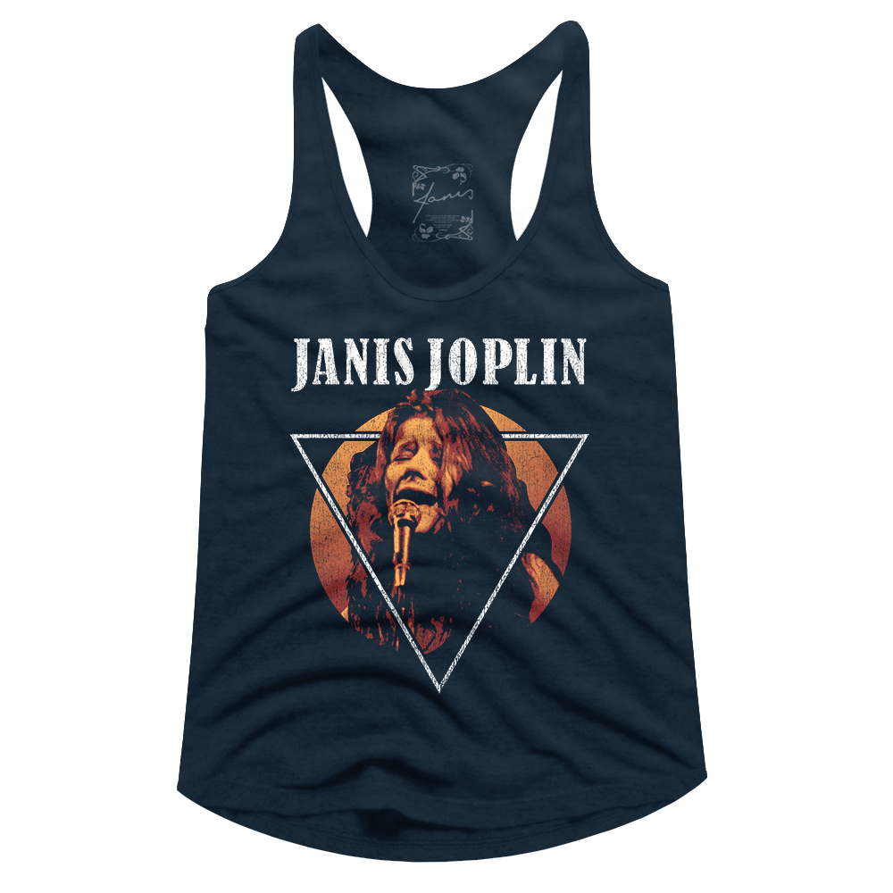 Janis Joplin Triangle Photo Women's Racer Back Tank Top