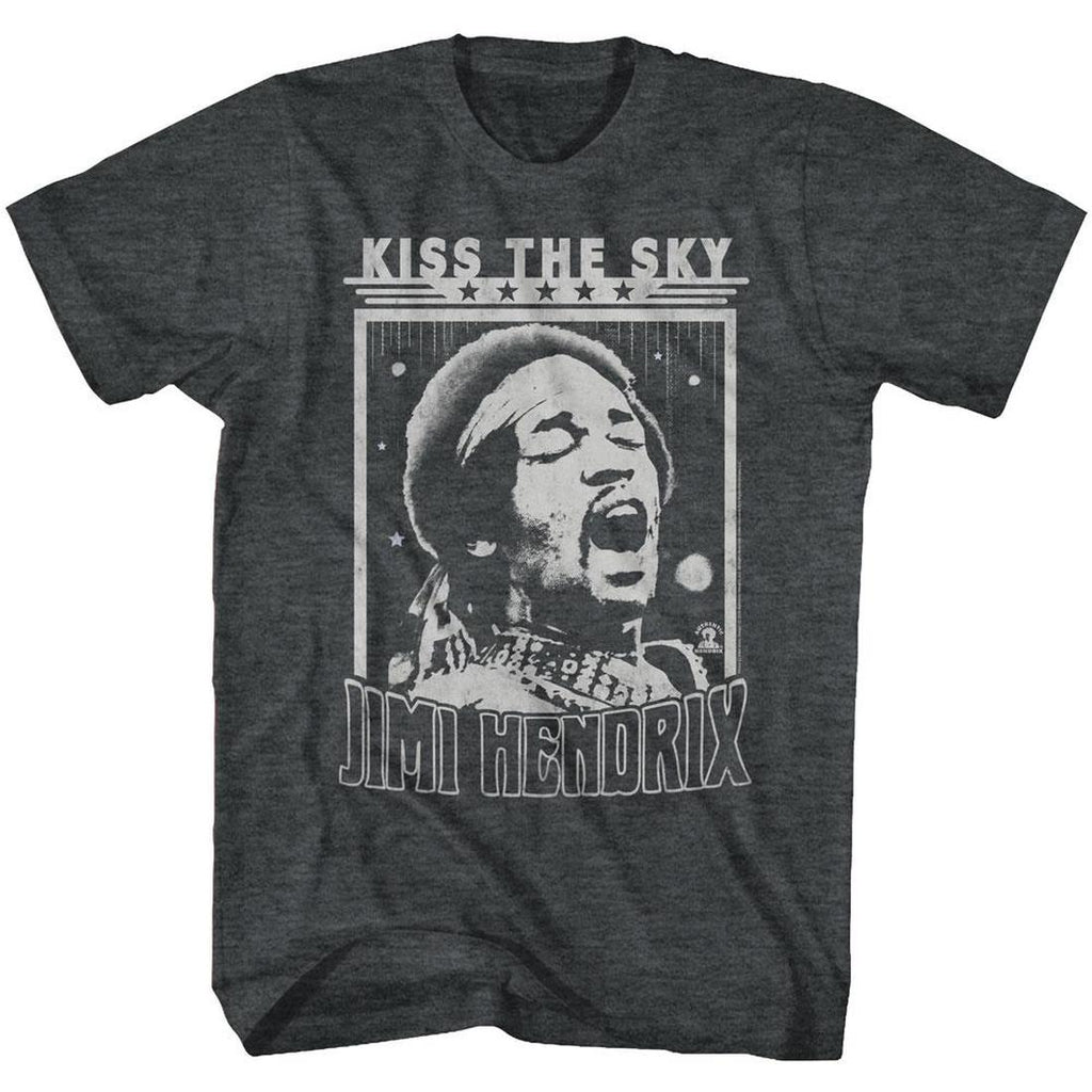 Jimi Hendrix Kiss The Sky Black Heather Slim Fit T-Shirt