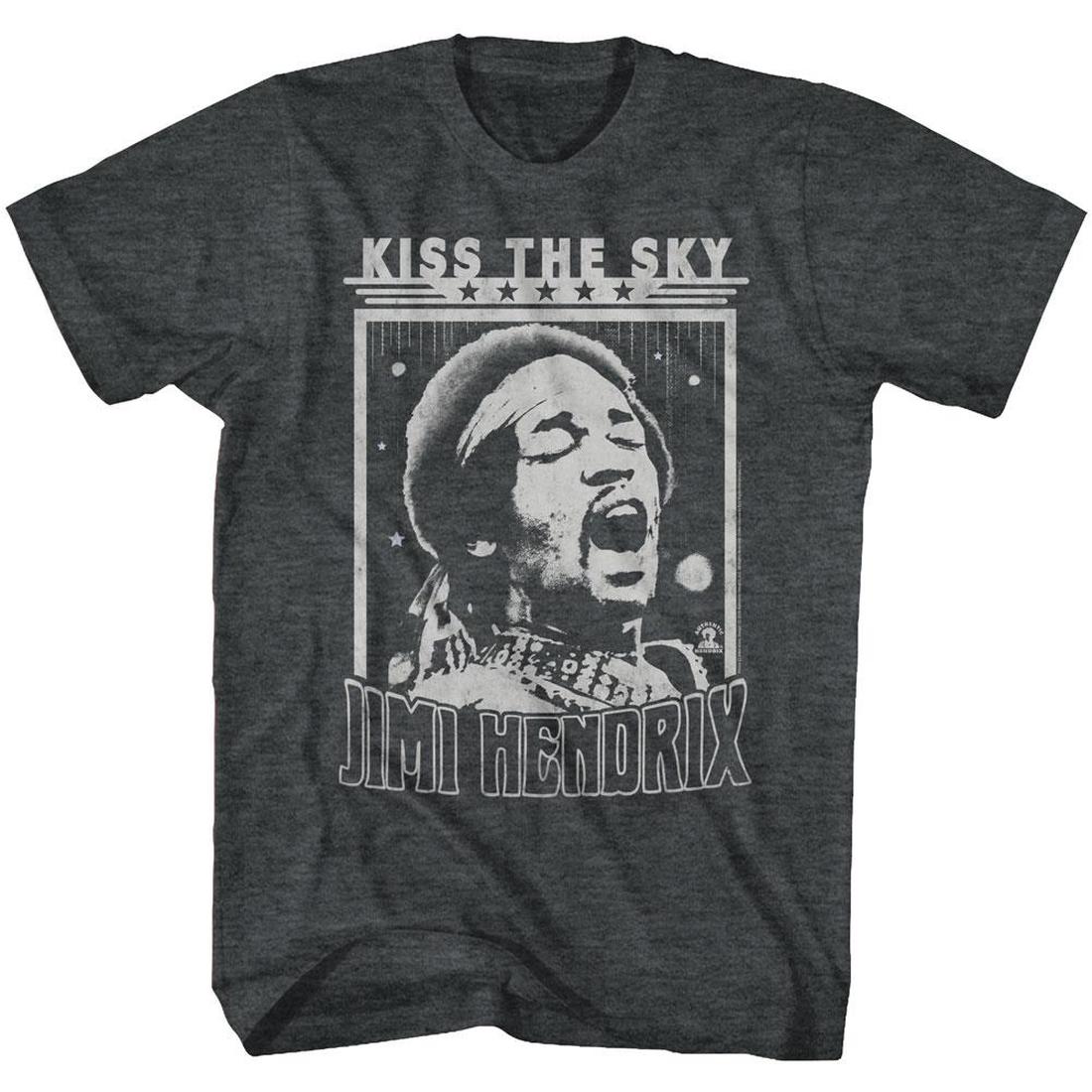 Jimi Hendrix Kiss The Sky Black Heather Slim Fit T-Shirt