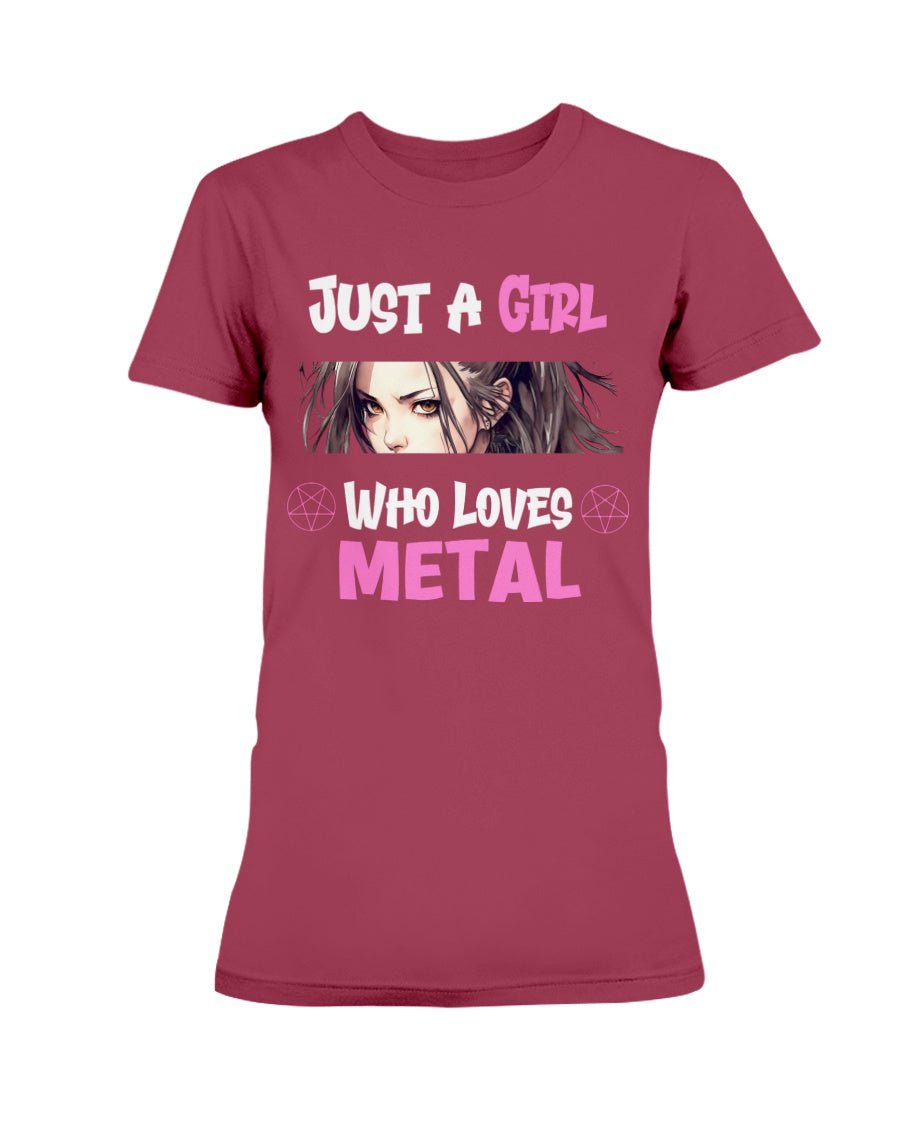 Red / XS Just a Girl Who Loves Metal Women's T-Shirt FUEL-0ABD754