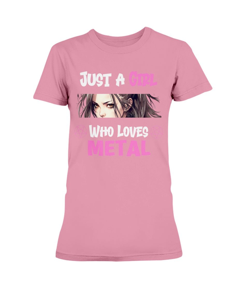 Pink / XS Just a Girl Who Loves Metal Women's T-Shirt FUEL-242E029